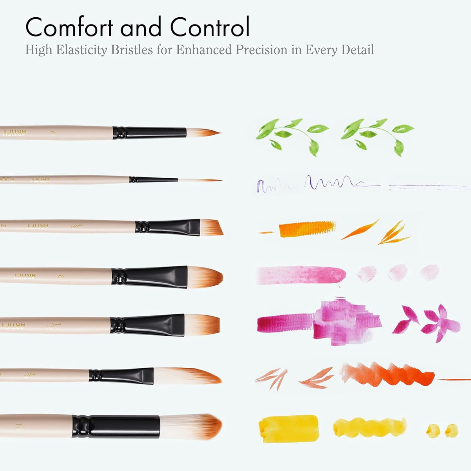 JJEAN-ARTIFY Watercolor Brush Set, 12 Pcs Professional Paint Brushes with Case for Beginners and Artists, Various Shapes, Optimized Hairs for Watercolor, Gouache, Ink, Tempera, and Fabric Painting