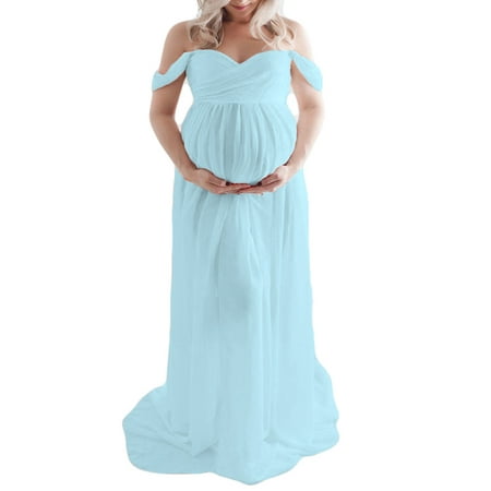 

Enjiwell Pregnant Women Off Shoulder Maxi Dress Maternity Photography Prop Long Gown