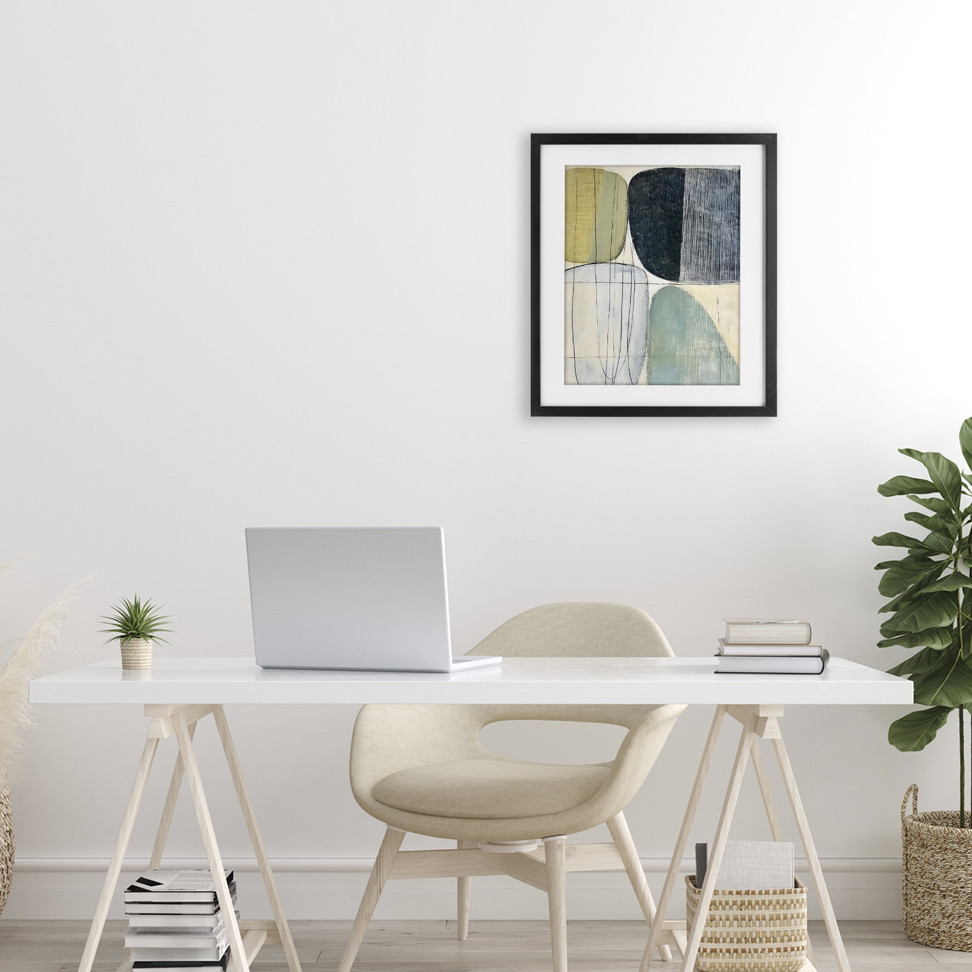 Stupell Industries Modern Organic Composition Black Framed Print Under Glass, design by Riley B