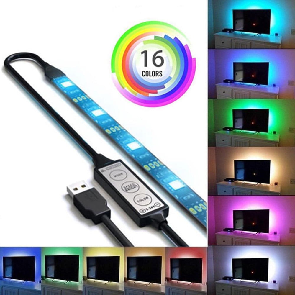 4Pcs USB Powered RGB 5050 LED Strip Lighting for TV Computer Background Light US 