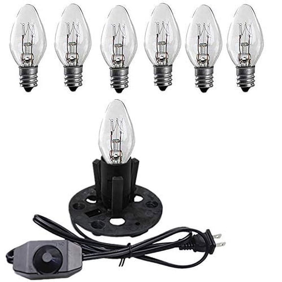 Himalayan Salt Lamp Cord, with Dimmer Switch ,Salt Lamp Cord with Dimmer Control and Base Assembly,5 Feet ,E12 Base for Himalayan Salt Lampsand with six Free 8W Bulbs for Salt Lamp