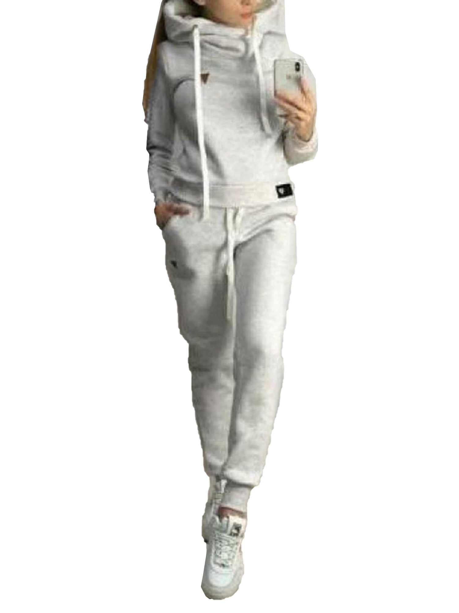 Fashnice Ladies Two Piece Outfit Drawstring Jogger Set Long Sleeve