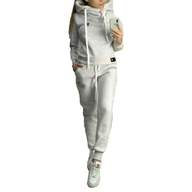 Fashnice Ladies Two Piece Outfit Drawstring Jogger Set Long Sleeve
