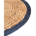 thumbnail image 4 of Unique Loom Braided Jute Collection Area Rug - Goa (3' 3" Round Natural/Navy Blue), 4 of 6