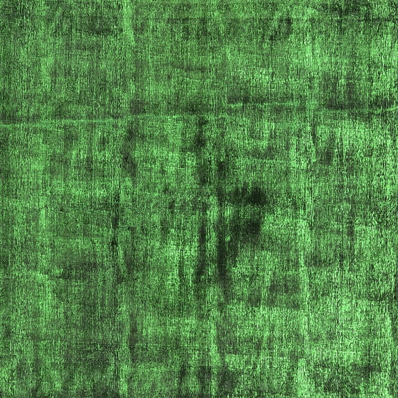 Ahgly Company Indoor Square Oriental Green Industrial Area Rugs, 7' Square
