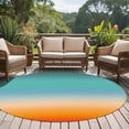 thumbnail image 5 of 8ft Washable Large Round Rug, Blue Turquoise Orange Gradual Non-Slip Circle Area Rug for Living Room Dining Room, Abstract Modern Indoor Floor Mat for Home Decor, 5 of 9