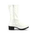 thumbnail image 3 of BLISSFUL STEP Women's Buckle Zipper Block Heel Combat Boots White 10, 3 of 7