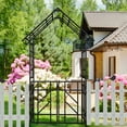thumbnail image 3 of Yoneston 97.24" H Metal Garden Arbor with Gate, Garden Arch for Climbing Plants Support Rose Arch Outdoor Wedding Decor, Black, 3 of 7