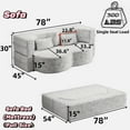 thumbnail image 3 of 15" Full Size Floor Sofa Bed - Convertible Teddy Fabric Sleeper with 2 Pillows (Beige), 3 of 18