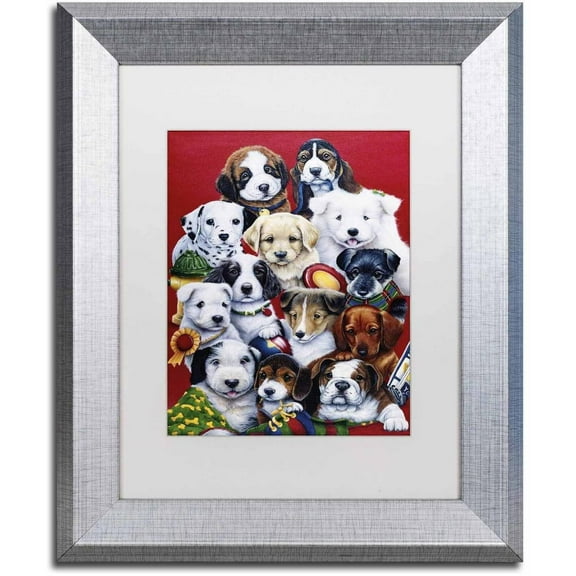 Trademark Fine Art 'Picture Day' Canvas Art by Jenny Newland, White Matte, Silver Frame