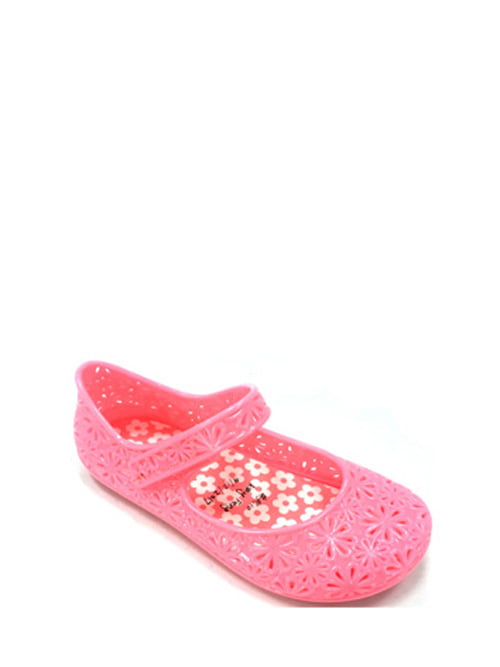 Wonder Nation Toddler Girls Jelly Sandals Hot Pink With Bow Size 8 NEW 