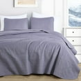thumbnail image 2 of Chezmoi Collection Luca 3-Piece Oversized Bedspread Set, Queen Size, Dusty Purple, Summer Quilt Lightweight Microfiber Bedspread 100 x 106, Floral Medallion Pattern Coverlet for All Season, 2 of 9