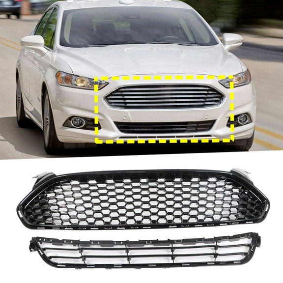 Front Upper & Lower Grilles Grill Fit for Ford Fusion 2013-2016