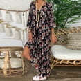 thumbnail image 1 of DPTALR Robe Longue Maxi à Manches Longues Imprimée Col en V pour Femmes, 1 of 9