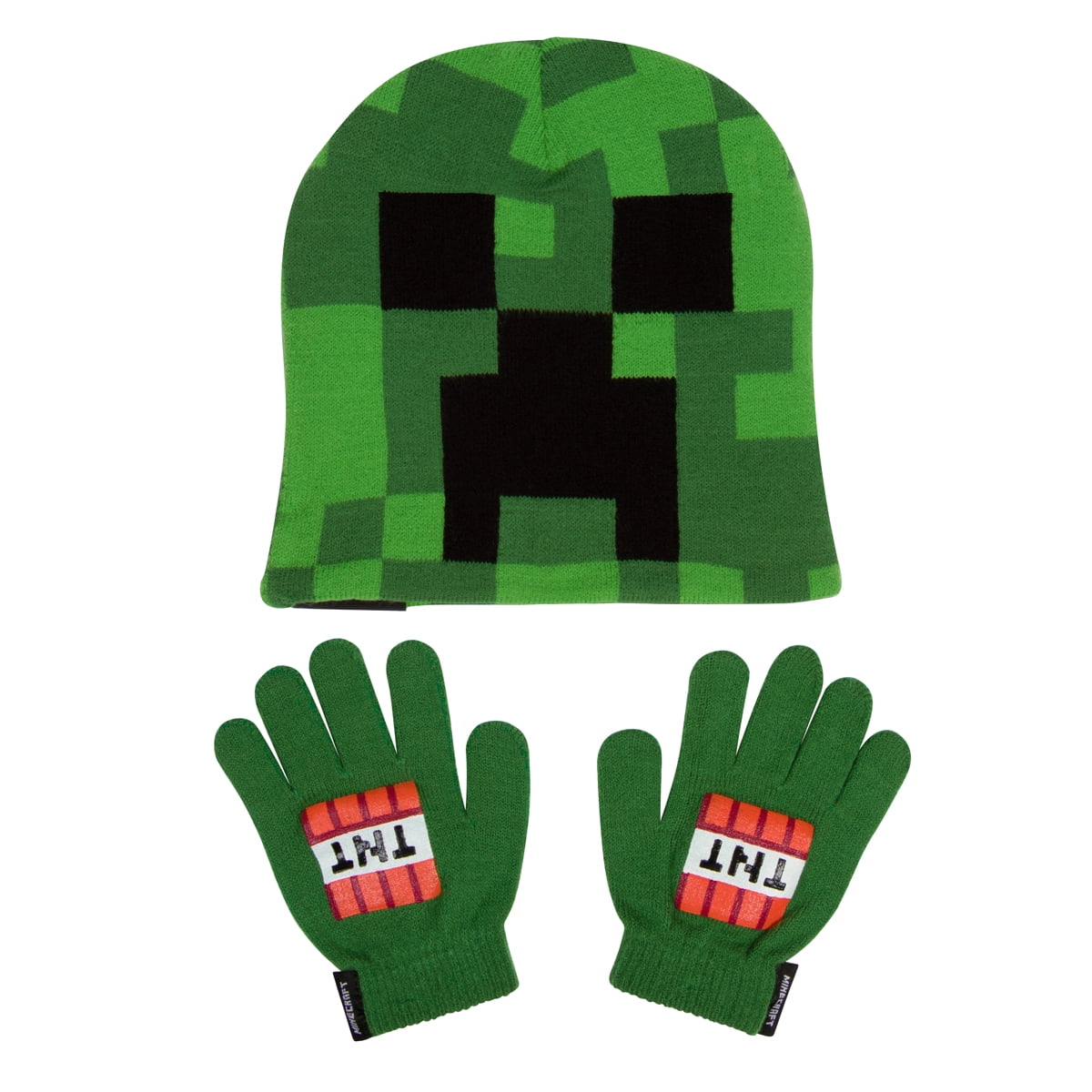 Minecraft Beanie Hat and Gloves Set for Youth Boys or Girls - Green ...