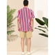thumbnail image 5 of INSPIRE CHIC Camisa a rayas para hombre, manga corta, color block, con botones, playera de playa rojo XL, 5 of 6