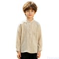 thumbnail image 2 of Fozruso Boys Striped Long Sleeve Shirt Soft Breathable Button Up Shirts for Toddler and Kids Daily Wear, 2 of 7