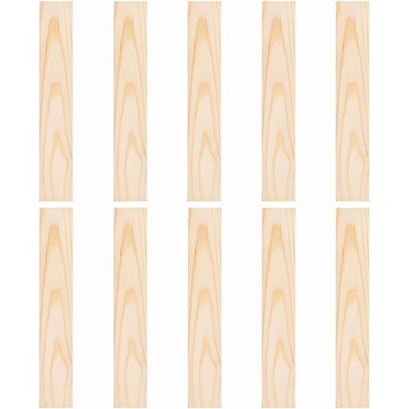 10pcs Unfinished Wood Blocks 10 x 1.5inch Rectangle Pine Wood Board 5.5mm Thick Sheets Carving Blocks for Arts Crafts DIY Paintings Panel