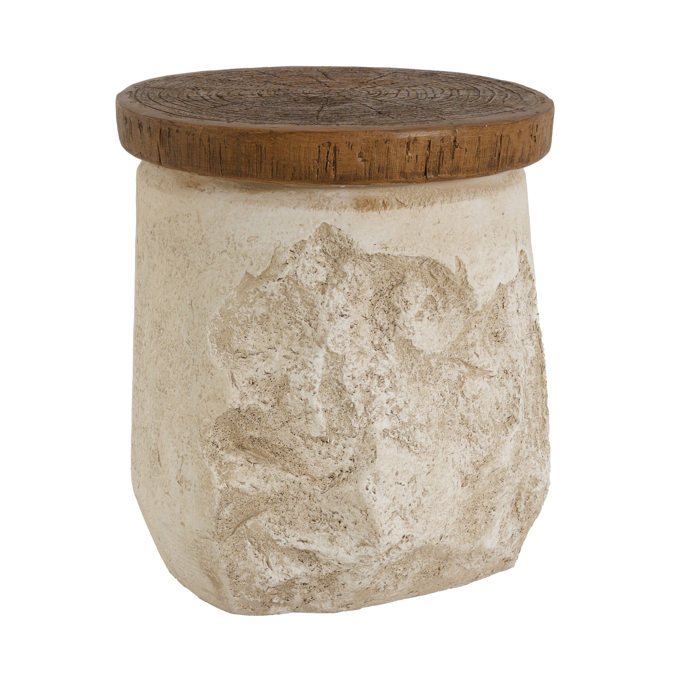 Christopher Knight Home Outdoor MGO Accent Side Table, Stone-Effect with Faux Wood Grain Top, Beige
