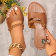 thumbnail image 2 of Zapatillas de Casa de las Mujeres Color Sólido Correa Nerviosa Contraste Footbed Diapositivas de Playa Planas, Zapatillas de Verano de las Mujeres para la Comodidad Interior Al Aire Libre, 2 of 9