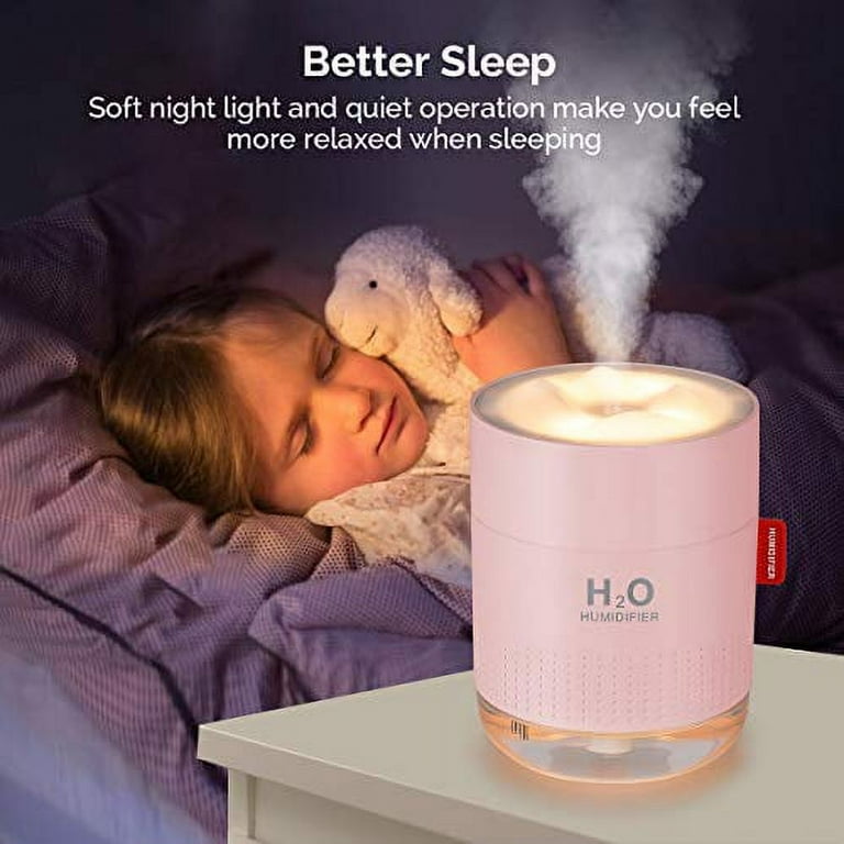 MOVTIP GXZ-J623 Portable Mini Humidifier, 500ml Small cool Mist Humidifier,  USB Personal Desktop Humidifier for Baby Bedroom Travel Offi