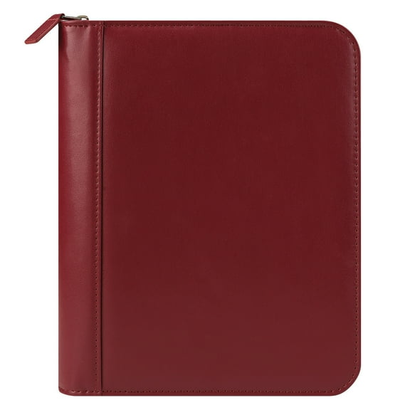 FranklinCovey FC Signature Leather Zipper Binder (Classic Size, Red)