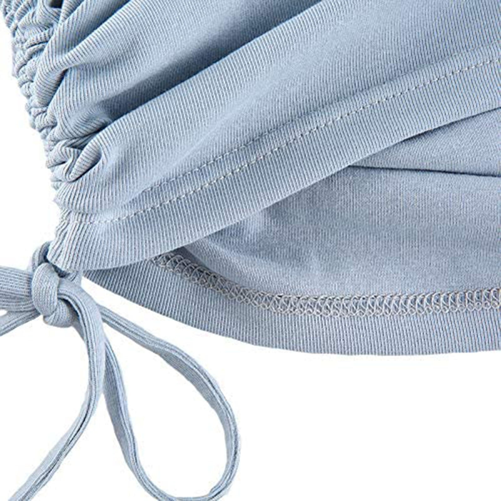Womens Tops Clearance Under 5 Women S Cute Crop Tops Long Sleeve Drawstring Ruched T Shirts Slim Top Walmart