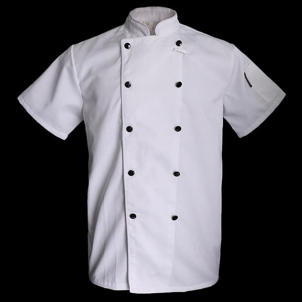 Toystoory Chaqueta de chef de manga corta con doble botonadura para hombre y mujer, uniforme de cocinero para restaurante Blanco 3XL corto