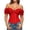 Red, variant on QQZ Off Shoulder Ruffle Corset Top For Women, Tummy Control Shapewear Women, Vintage Plus Size Lace Corset Top For Streetwear, Daily Outfits, Club & Party