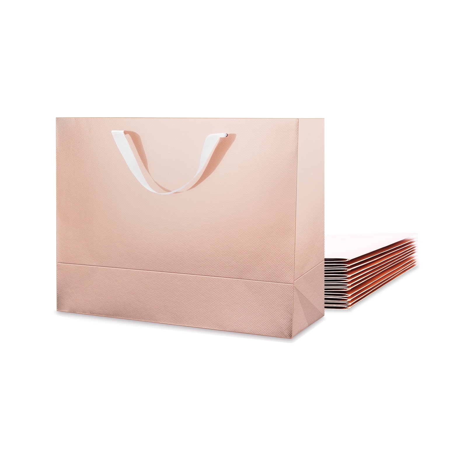 PKGSMART 12 Large Gift Bags with Handles, Rose Gold Gift Bags Bulk for