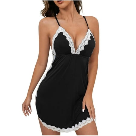 Women s Deep V Lingerie Backless Lace Chemise Nightgown Sexy Full Slips Sleepwear Negligee Nightie Bridal Babydoll