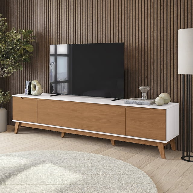Mueble TV 85" 3 Puertas 218cm Blanco/Canela Kappesberg