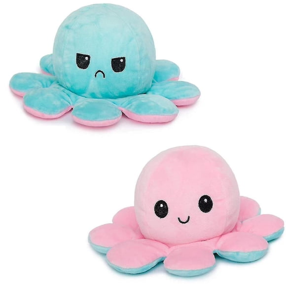 Pulpo de peluche reversible con tapa de doble cara, 20 cm
