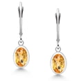 thumbnail image 2 of Gem Stone King 925 Sterling Silver Yellow Citrine Drop Dangle Leverback Earrings for Women (2.50 Cttw, Gemstone November Birthstone, Oval Checkerboard 8X6MM), 2 of 4