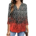 thumbnail image 1 of Samickarr 3/4 Length Sleeve Shirts Womens Tops Collared V Neck Casual Plus Size Tunic Tops To Wear With Leggings Loose Shirt Work Business Blouses For Women, 1 of 6