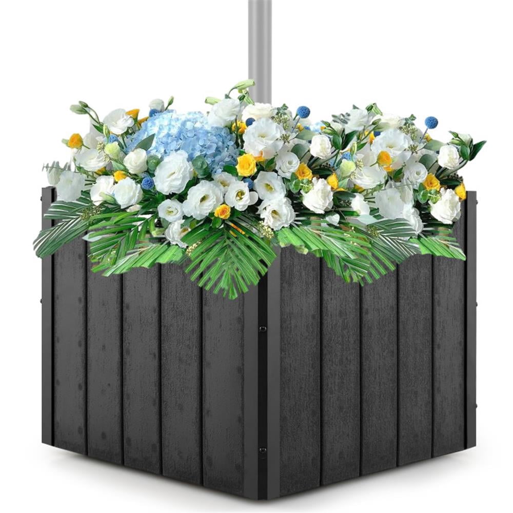 Spaco 2-in-1 Outdoor Umbrella Base Planter Patio Umbrella Stand with Flower Box, Outdoor Umbrella Stand, Patio Umbrella Stands & Bases, Deck Umbrella Stand-Black