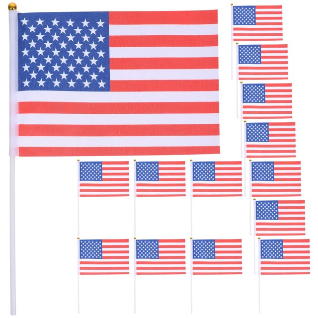 EeaseCA 24 Pcs Drapeaux Américains à Main Mini Drapeau National 14x21cm