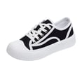 thumbnail image 2 of HTHLVMD Color Block Canvas Shoes, Stitching Casual Sneakers, Women's Canvas Sneakers Fashion Low Top Platform Walking Shoes Lace-Up Casual Comfort Tennis Shoes for Daily Wear, Black 5, 2 of 3