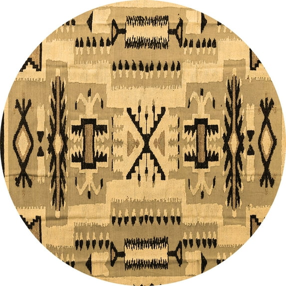 Ahgly Company Indoor Round Southwestern Brown Country Area Rugs, 6' Round