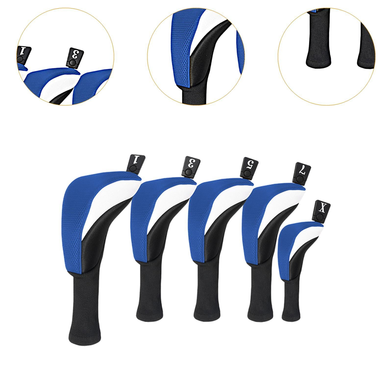 Baoblaze 5 Pieces Golf covers Golf Club Head Cover for Men Women Golfer Gift Blue
