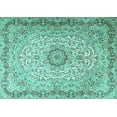 thumbnail image 1 of Ahgly Company Machine Washable Indoor Rectangle Persian Turquoise Blue Traditional Area Rugs, 6' x 9', 1 of 4