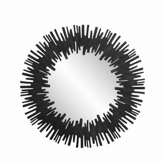 HomeRoots 635504 36 in. Black Wood Sunburst Framed Accent Mirror