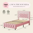 thumbnail image 6 of 4 EVER WINNER Twin Bed Frame, Upholstered Platform Bed Frame with Headboard and Footboard, Twin Size Bed Frame, Diamond Headboard and Footboard Design, Pink, 6 of 7