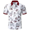 thumbnail image 2 of Summer Floral Print Casual Men Polo Shirts Fashion Business Comfortable Breathable Cool Tops Short-sleeved Cotton Polo Shirt, 2 of 6
