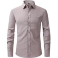 thumbnail image 1 of XINQIHANG Chemise Habillée à Manches Longues pour Hommes Coupe Régulière Décontractée Boutonnée Unie avec Poches, 1 of 7