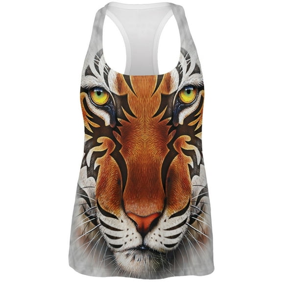 Tribal Tiger All Over Womens Racerback Tank Top - 2X-Large