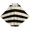thumbnail image 5 of Black And Beige Horizontal Stripes Blanket Oversized Wearable Hooded Blanket Warm Throw Blanket Buttons Sweatshirt For Women Men Teens Flannel, 5 of 8