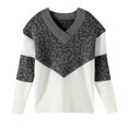 thumbnail image 2 of Gibobby Suéter cuello v, Sueteres Canalé Sweater Dama Diseño de Moda Abrigo Ligero Invierno Blusa Manga Larga Multilooks Elegante o Casual(Gris oscuro,XG), 2 of 5
