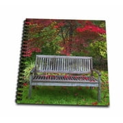 3dRose USA, Oregon, Steamboat Inn. Garden bench and Japanese maple tree. - Drawing Book, 8 by 8-inch