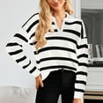thumbnail image 2 of Krdevn Women's Casual Long Sleeve Striped T Shirt Crew Neck Basic Top Blouse for Daily Wear Fall Winter,Women's Tops, Tees & Blouses,Size:L, 2 of 7